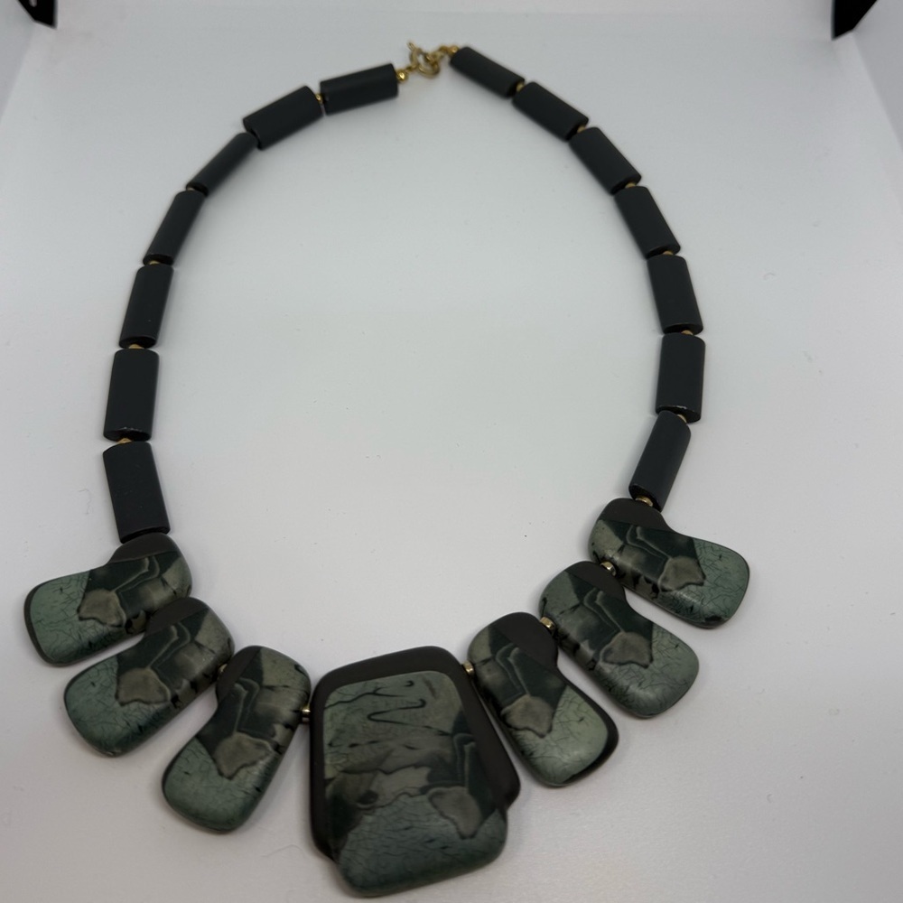 Vtg 1950s Japan Marbled Lucite Statement Necklace – 18”